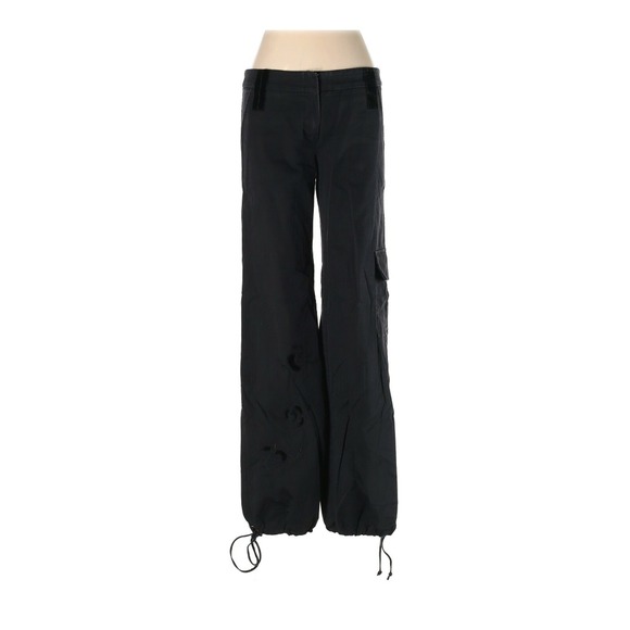 Sandro Black Embroidered Velvet Trim Boho Cargo Pants Made in France 10 - Picture 1 of 2